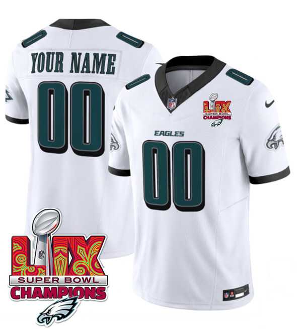 Men & Women & Youth Philadelphia Eagles Active Player Custom White 2025 Eagles Logo Super Bowl LIX Patch New F.U.S.E. Vapor Limited Stitched Jersey->customized nfl jersey->Custom Jersey